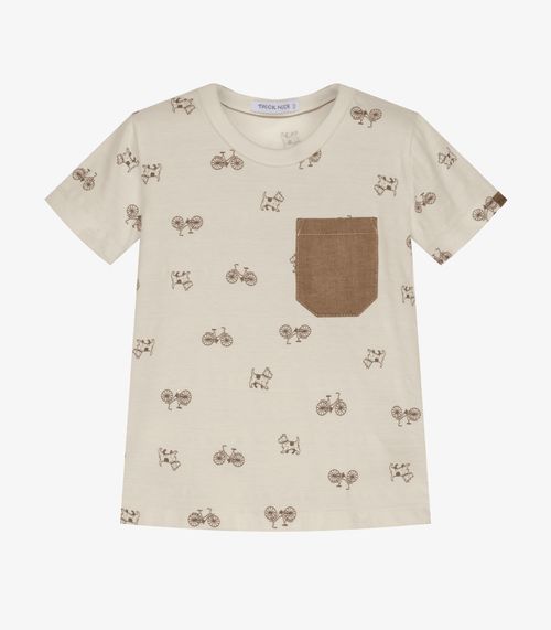 Conjunto Infantil Camiseta Com Bermuda Trick Nick Bege