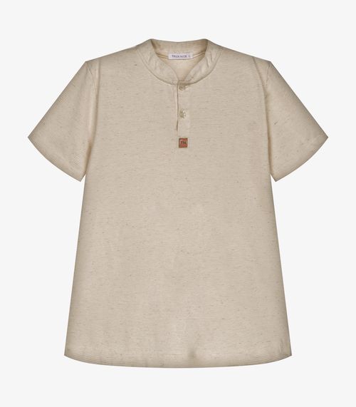 Camiseta Infantil  Menina Meia Malha Trick Nick Bege