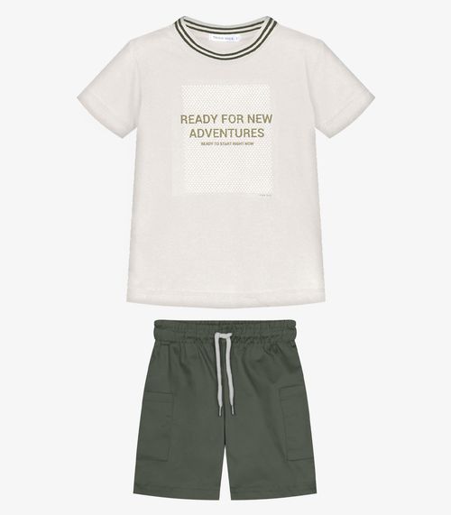 Conjunto Infantil Camiseta Com Bermuda Trick Nick Bege