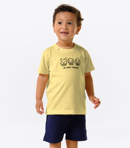 Conjunto Infantil Camiseta Com Bermuda Trick Nick Amarelo