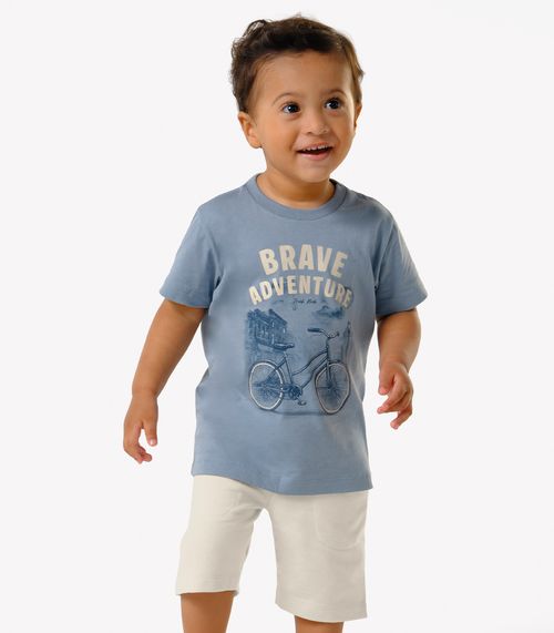 Conjunto Infantil Camiseta Com Bermuda Trick Nick Azul
