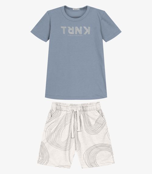 Conjunto Camiseta Com Bermuda Trick Azul