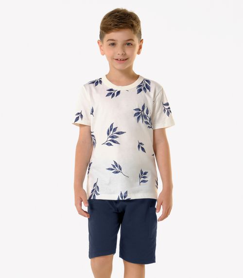 Conjunto Infantil Camiseta Com Bermuda Trick Nick Bege
