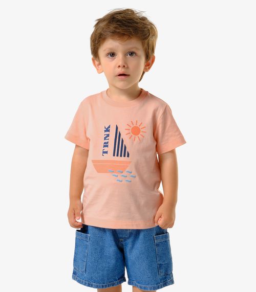 Conjunto Infantil  Camiseta Com Bermuda Trick Nick Rosa