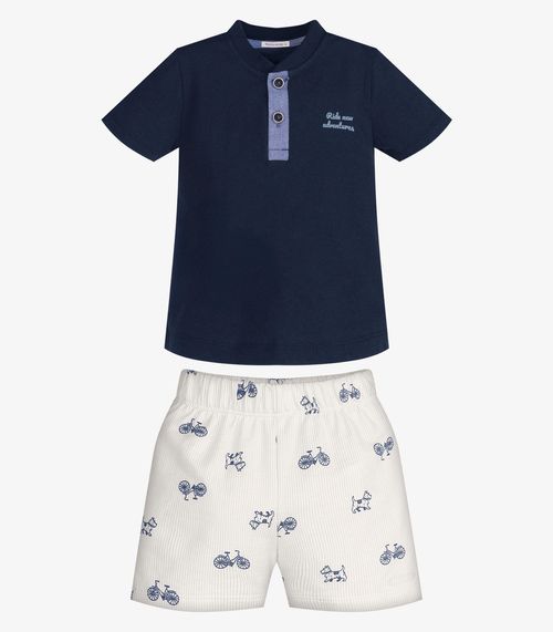 Conjunto Infantil Camiseta Com Bermuda Trick Nick Azul