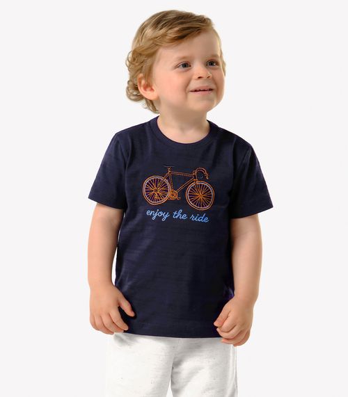 Camiseta Infantil Meia Malha Estampa Trick Nick Azul