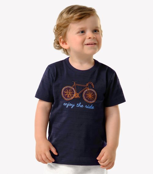 Camiseta Infantil Meia Malha Estampa Trick Nick Azul