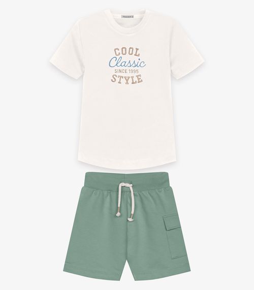 Conjunto Camiseta Com Bermuda Trick Nick Bege