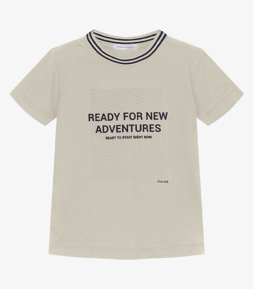 Conjunto Infantil Camiseta Com Bermuda Trick Nick Bege