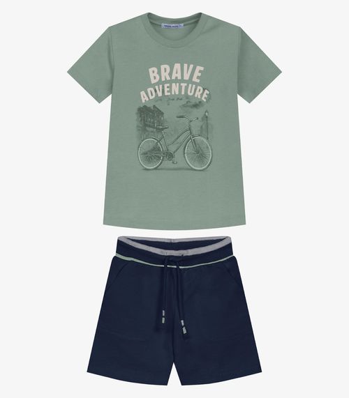 Conjunto Infantil Camiseta Com Bermuda Trick Nick Verde