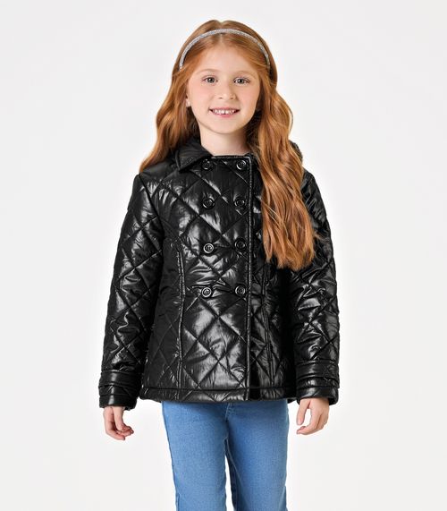 Jaqueta Puffer com Capuz Feminino Trick Nick Preto