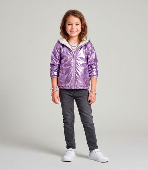 Jaqueta Infantil Puffer Metalizada Trick Nick Roxo