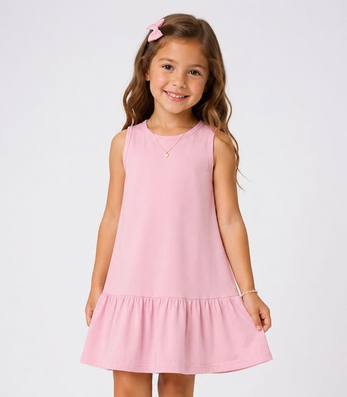 Vestido Infantil Feminino Em Meia Malha Trick Nick Rosa