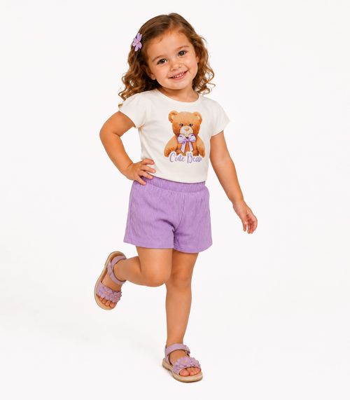 Conjunto Infantil Feminino Blusa Short Trick Nick Branco