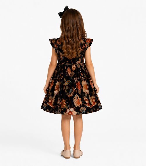 Vestido Infantil Menina Estampado Trick Nick Preto