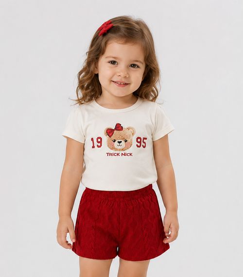 Conjunto Infantil Feminino Blusa Short Trick Nick Branco