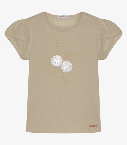 Blusa Infantil Meia Malha Com Bordado Trick Nick Bege