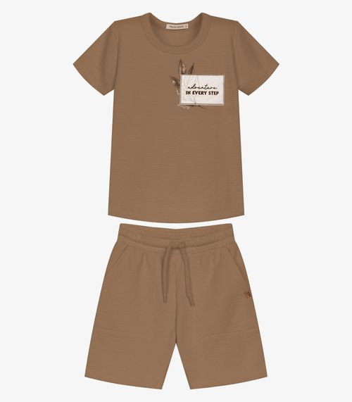 Conjunto Infantil Camiseta Com Bermuda Trick Nick Marrom
