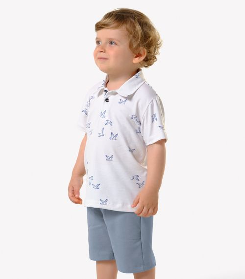 Conjunto Infantil Polo Com Bermuda Trick Nick Branco