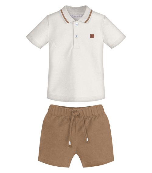 Conjunto Infantil Polo Com Bermuda Trick Nick Bege