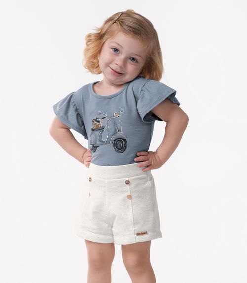 Conjunto Feminino Blusa Com Shorts Trick Nick Azul