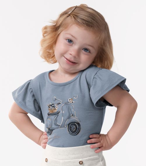 Conjunto Feminino Blusa Com Shorts Trick Nick Azul