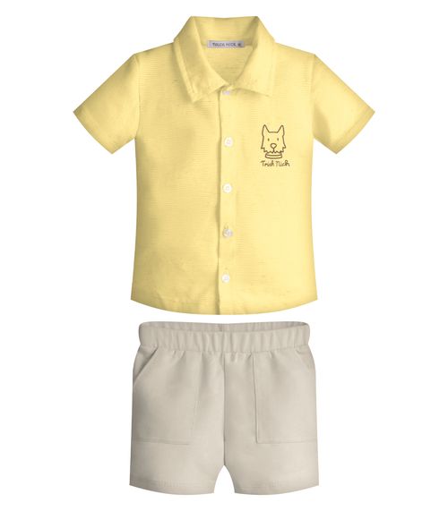 Conjunto Infantil Camisa Com Bermuda Trick Nick Amarelo