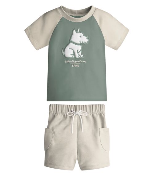 Conjunto Infantil Camiseta Com Bermuda Trick Nick Verde