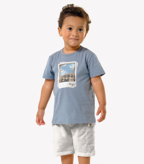 Conjunto Infantil Camiseta Com Bermuda Trick Nick Azul