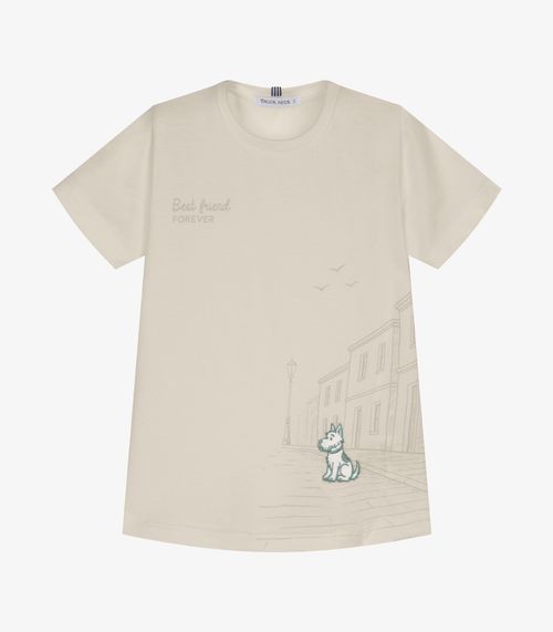 Conjunto Infantil Camiseta Com Bermuda Trick Nick Bege