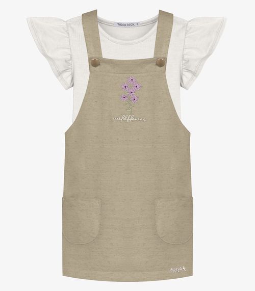 Conjunto Infantil Blusa Com Salopete Trick Nick Bege