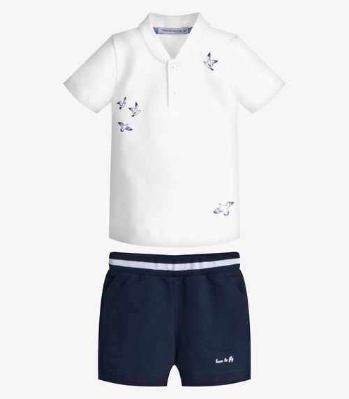 Conjunto Infantil Camiseta Com Bermuda Trick Nick Branco