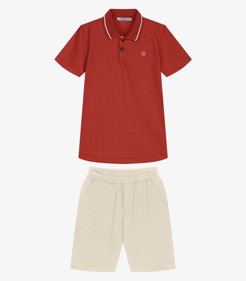 Conjunto Infantil Polo Com Bermuda Trick Nick Laranja