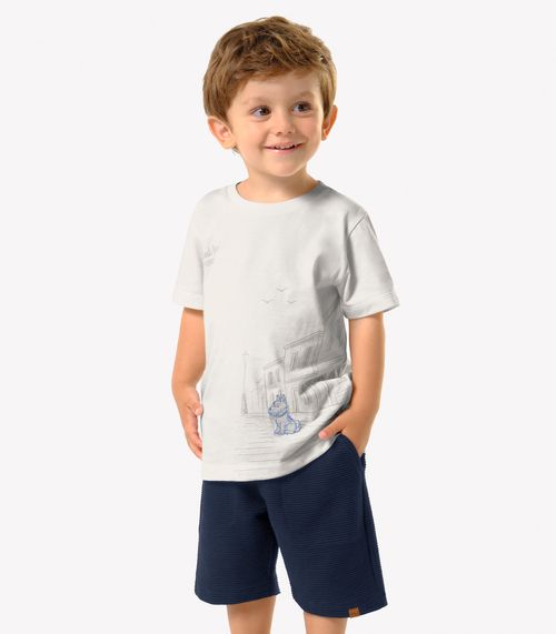 Conjunto Infantil Camiseta Com Bermuda Trick Nick Bege