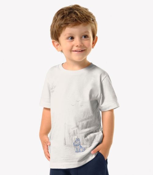 Conjunto Infantil Camiseta Com Bermuda Trick Nick Bege