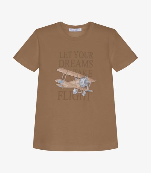 Camiseta Infantil Meia Malha E Estampa Trick Nick Marrom