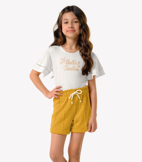 Conjunto Infantil Blusa Com Shorts Trick Nick Bege