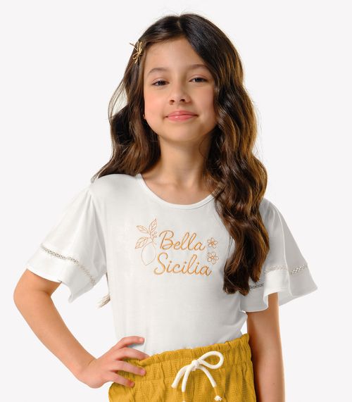 Conjunto Infantil Blusa Com Shorts Trick Nick Bege