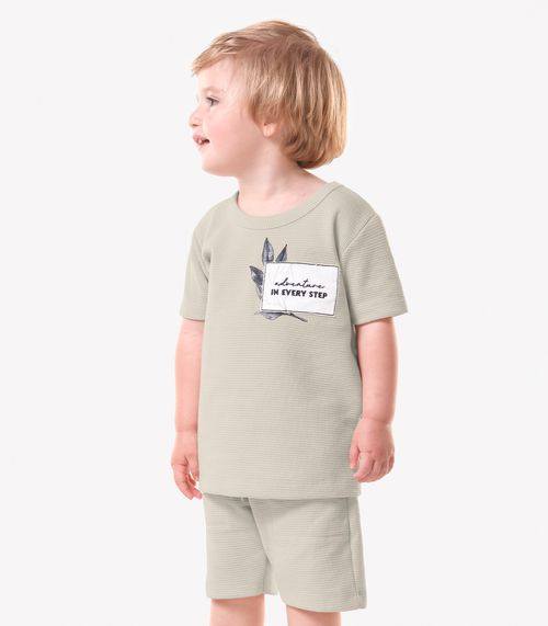 Conjunto Infantil Camiseta Com Bermuda Trick Nick Bege