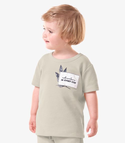 Conjunto Infantil Camiseta Com Bermuda Trick Nick Bege