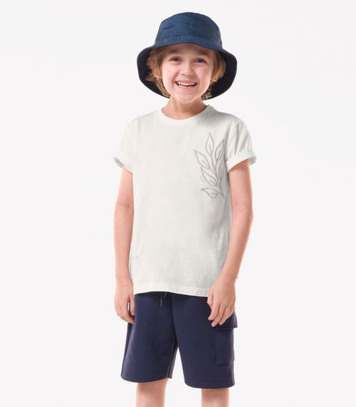 Conjunto Infantil Camiseta Com Bermuda Trick Nick Bege
