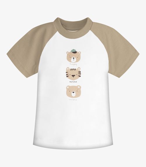 Conjunto Infantil Camiseta Com Bermuda Trick Nick Bege
