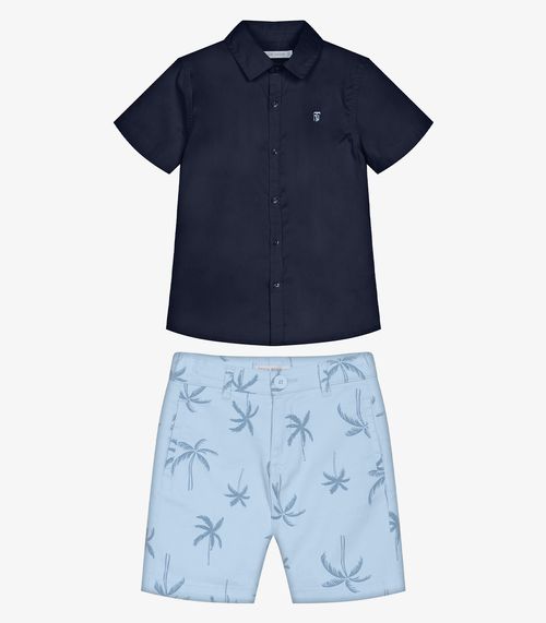 Conjunto Infantil Camisa Com Bermuda Trick Nick Azul