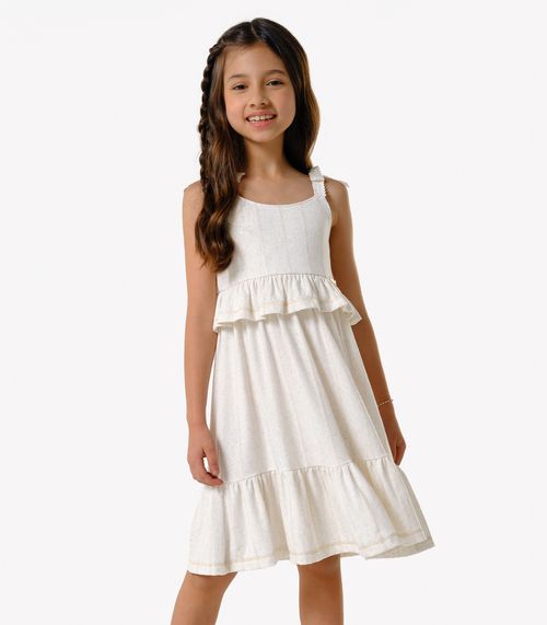 Vestido Infantil Viscolinho Lurex Trick Nick Bege