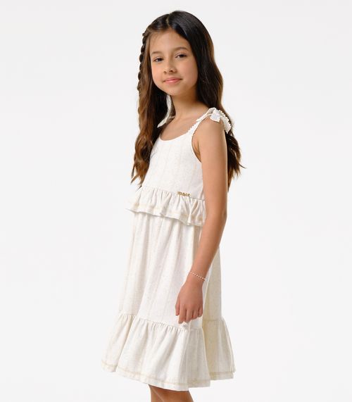 Vestido Infantil Viscolinho Lurex Trick Nick Bege