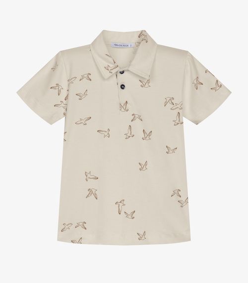 Conjunto Infantil Polo Com Bermuda Trick Nick Bege