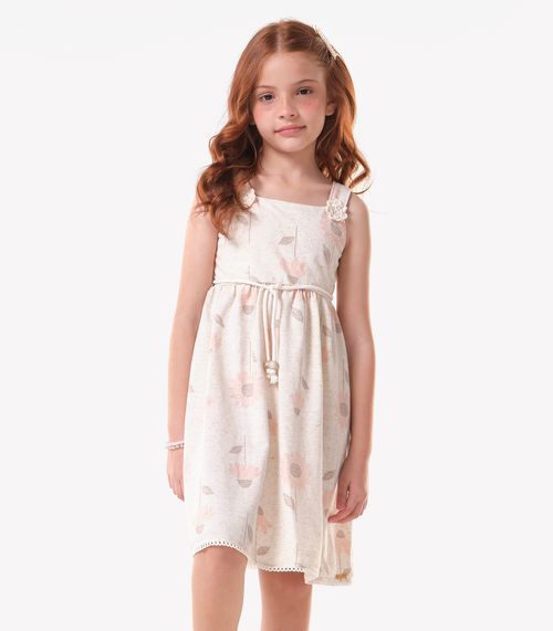Vestido Infantil Moletinho Estampado Trick Nick Bege