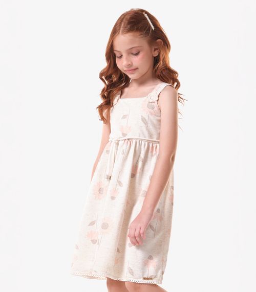 Vestido Infantil Moletinho Estampado Trick Nick Bege