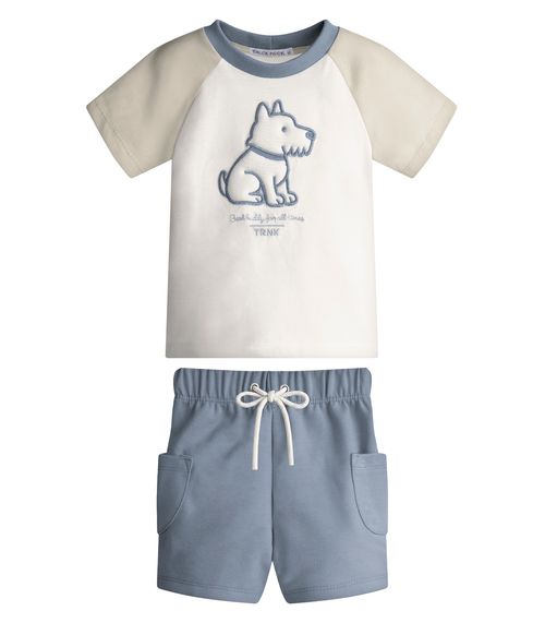 Conjunto Infantil Camiseta Com Bermuda Trick Nick Bege