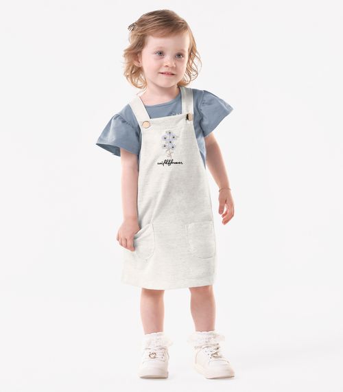 Conjunto Infantil Blusa Com Salopete Trick Nick Bege